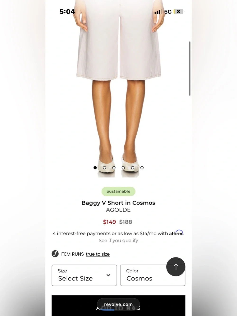 AGolde Baggy V-Short Size 26 NWT